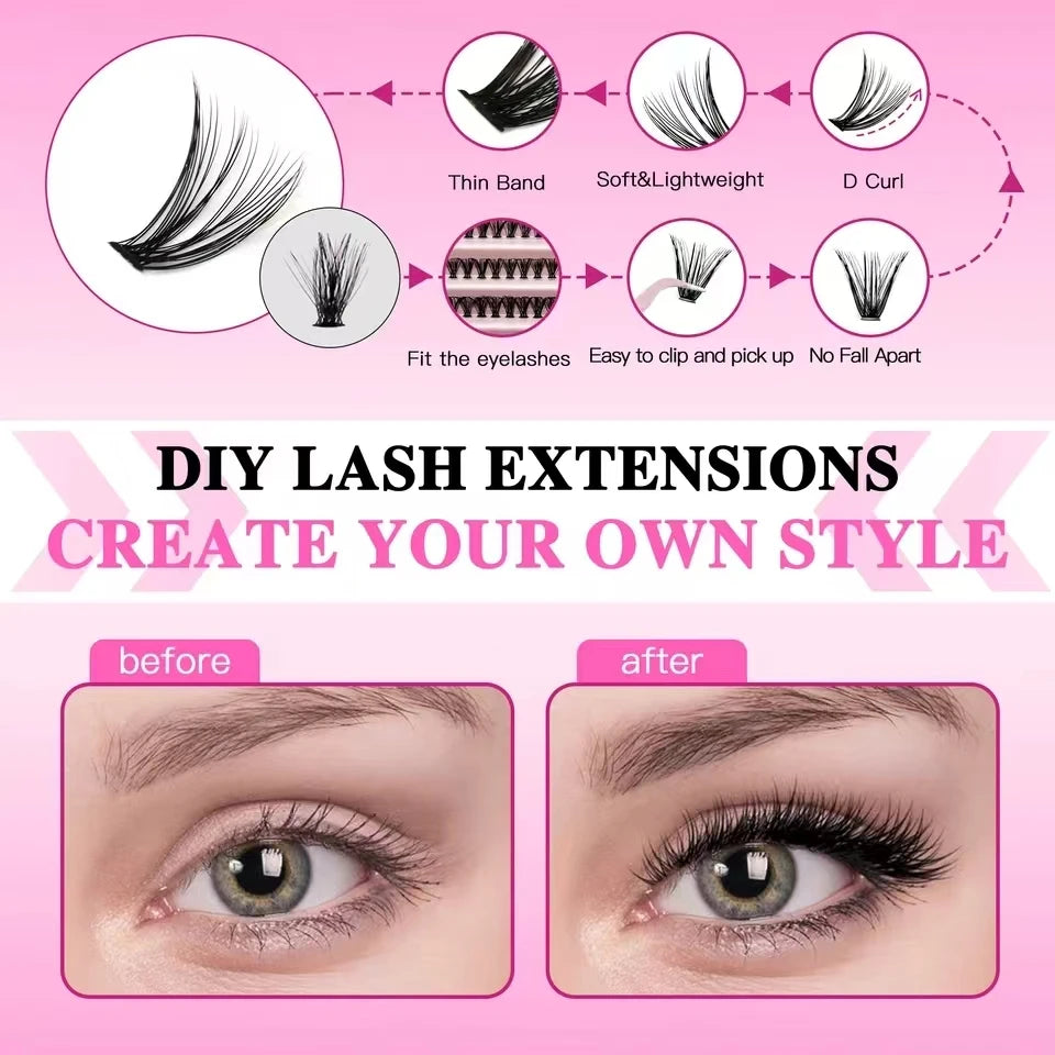 Kit faux cils en grappes a poser soi-meme (200 grappes)