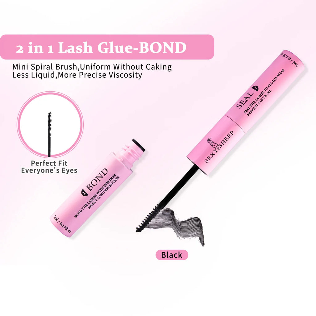 Colle et fixateur 2 en 1 pour faux cils en grappes