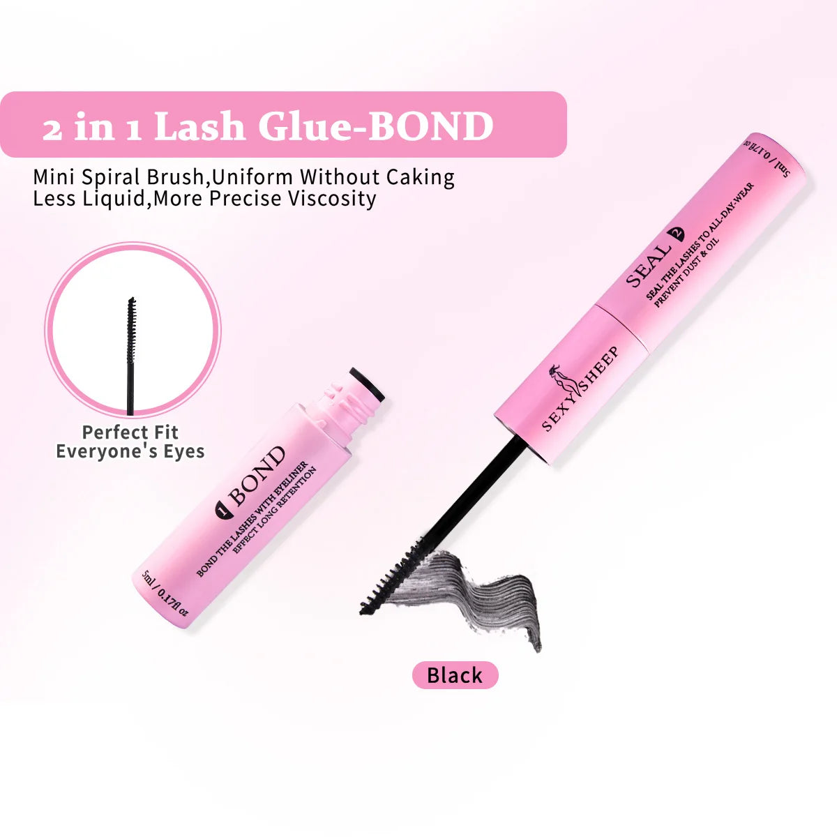 Colle et fixateur 2 en 1 pour faux cils en grappes